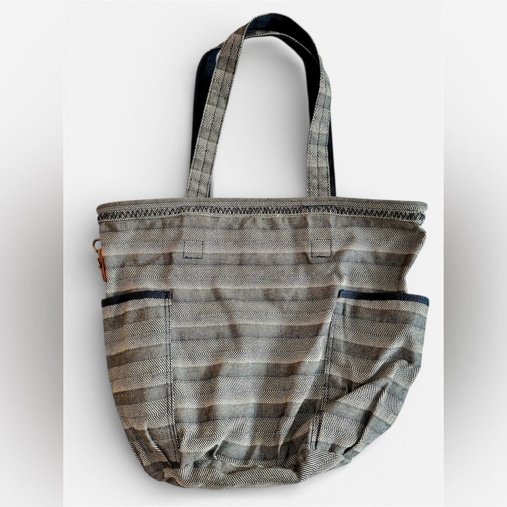 Rare ** Thirty-one Retro Metro Bag** Dark Blue/Grey Woven Stripe * Good Shape **